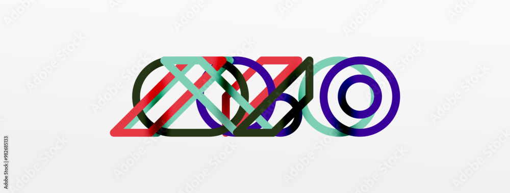 Poster Abstract background - colorful circle lines technology or business digital template