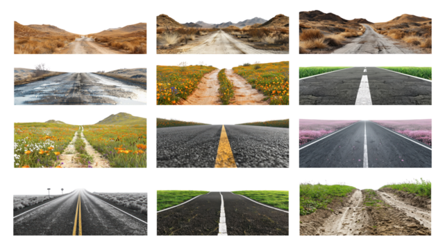 PNG road border set, transparent background