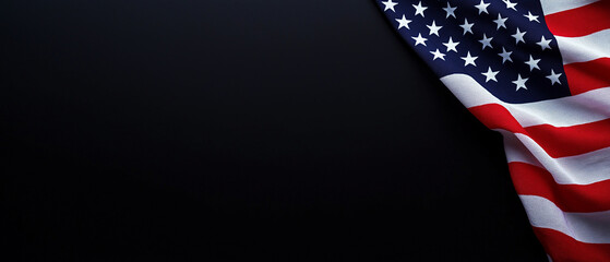 Obraz premium american flag waving against a black background, ample copy space, usa election 2024, independence day, memorial day concept