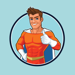 Friendly superhero giving a thumb up