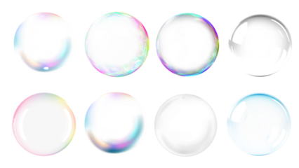 PNG bubble effect set, transparent background
