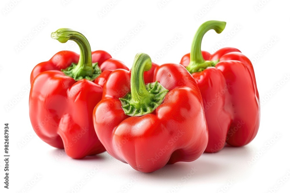 Sticker A cluster of bright red peppers arranged side by side, ideal for food or still life photography