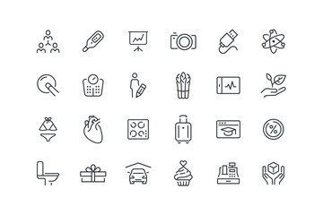 Universal icon symbols group lines icon, set of icons for web design, vector illustration