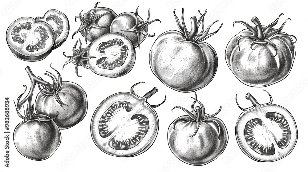 Aufkleber a collection of fresh tomatoes arranged on a table