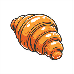 Vector image of classic French croissant. Cartoon and outline style image