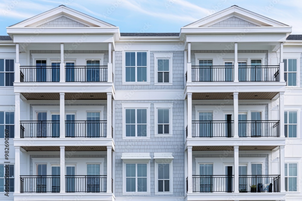 Poster a grandiose white structure with ornate balconies, suitable for architecture or cityscape use