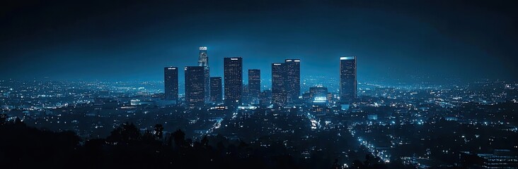 Naklejka premium Nighttime Skyline of a Modern City