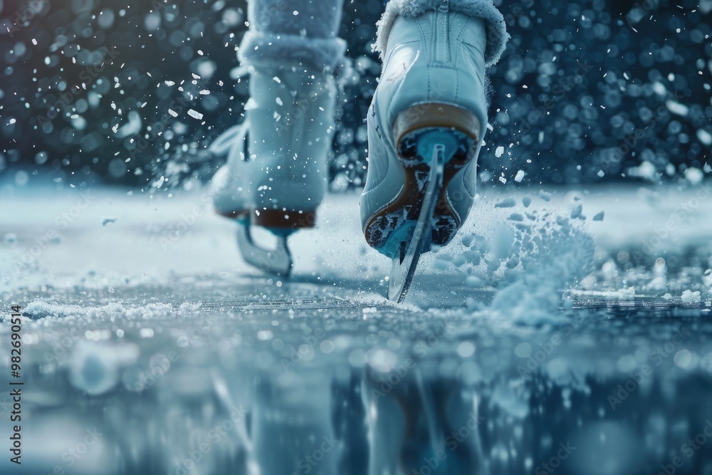 Canvas Prints Someone is having fun on the ice with a pair of ice skates