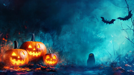 Halloween pumpkin poster design, banner, background, wallpaper