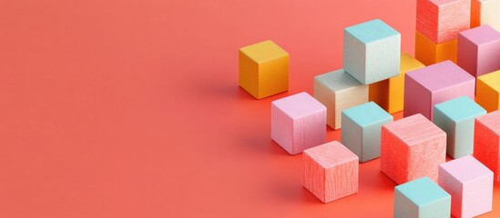 Obraz premium 3D Abstract Concept Colorful Wooden Block Game With Empty Space
