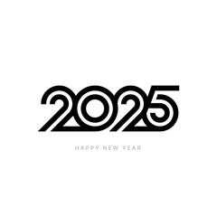 2025 typography logo design concept. 2025 number design for New Year. Sign for flyer, postcard, poster or banner. 
