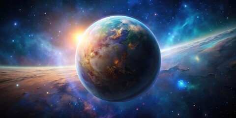 Obraz premium Planet hanging in the vastness of space, space, planet, universe, astronomy, galaxy, solar system, celestial