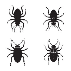 Insect silhouette set black color vector illustration