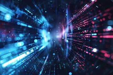 Fototapeta premium A streak of blue and red light across a black background