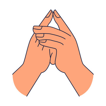 recommend clip art: Simple Kshepana Mudra liberation hand gesture hasta sanskrit word for hand in cartoon doodle style isolated on white background