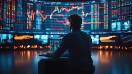 Fototapeta premium Entrepreneur Analyzing Rising Stock Charts for Investment Opportunities