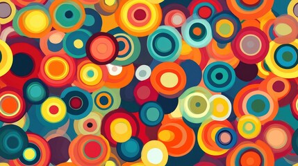 Seamless abstract background featuring colorful diverse circles for design