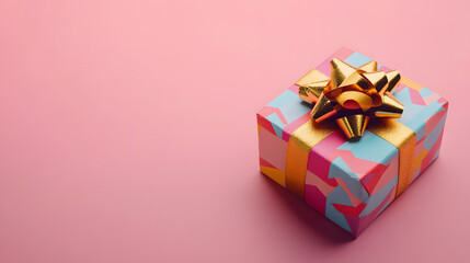 Fototapeta premium Birthday Present on Pastel Pink Background