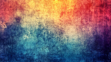 Fototapeta premium An abstract textured painting with vibrant gradients of red, orange, yellow, blue, and purple blending into a vivid and colorful background.