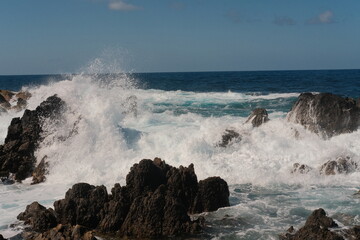 Porto Moniz Natural Swimming Pools waves with rocks
