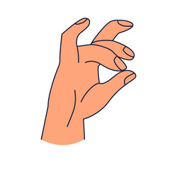 Simple prithvi Mudra hand gesture hasta Sanskrit word for hand in doodle cartoon style isolated on white background