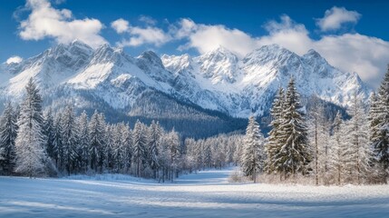 Fototapeta premium winter landscape mountains snow forest
