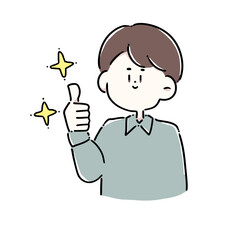 笑顔で親指を立てている男性(キラキラ付)