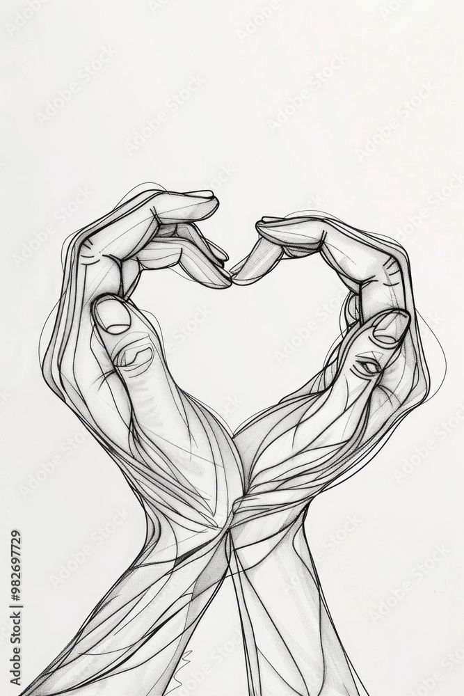 Poster Two hands creating a symbol of love and affection
