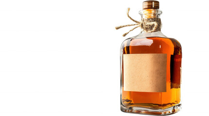 Glass Bottle with Brown Liquid and Blank Label