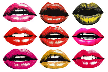 Obraz premium Silkscreen style of lip expression png cut out set