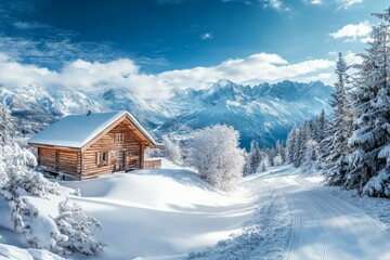 Fototapeta premium winter landscape mountains snow forest