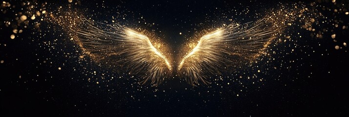 Golden Wings of Hope: Abstract Art with Sparkling Glitter