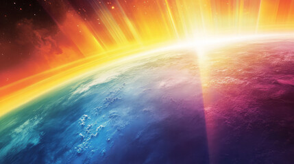 A vibrant depiction of Earthâ€™s atmosphere,