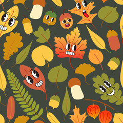 seamless pattern autumn leafs foliage in vector. element for prints poster banner design decor backgrounds wallpaper packaging textile backdrops