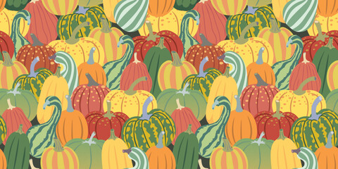 seamless pattern autumn pumpkins in vector. element for prints poster banner design decor backgrounds wallpaper packaging textile backdrops