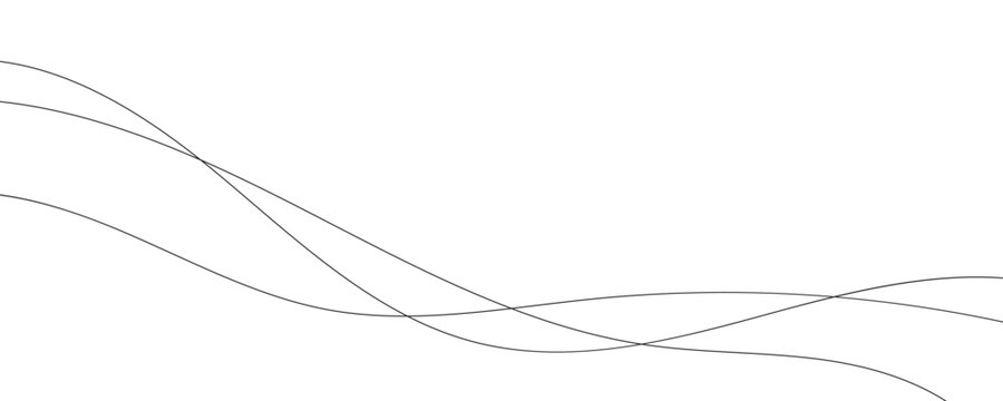 Minimalist design with thin wavy flowing black lines. Dynamic and elegant squiggle abstract pattern. isolated on a white background