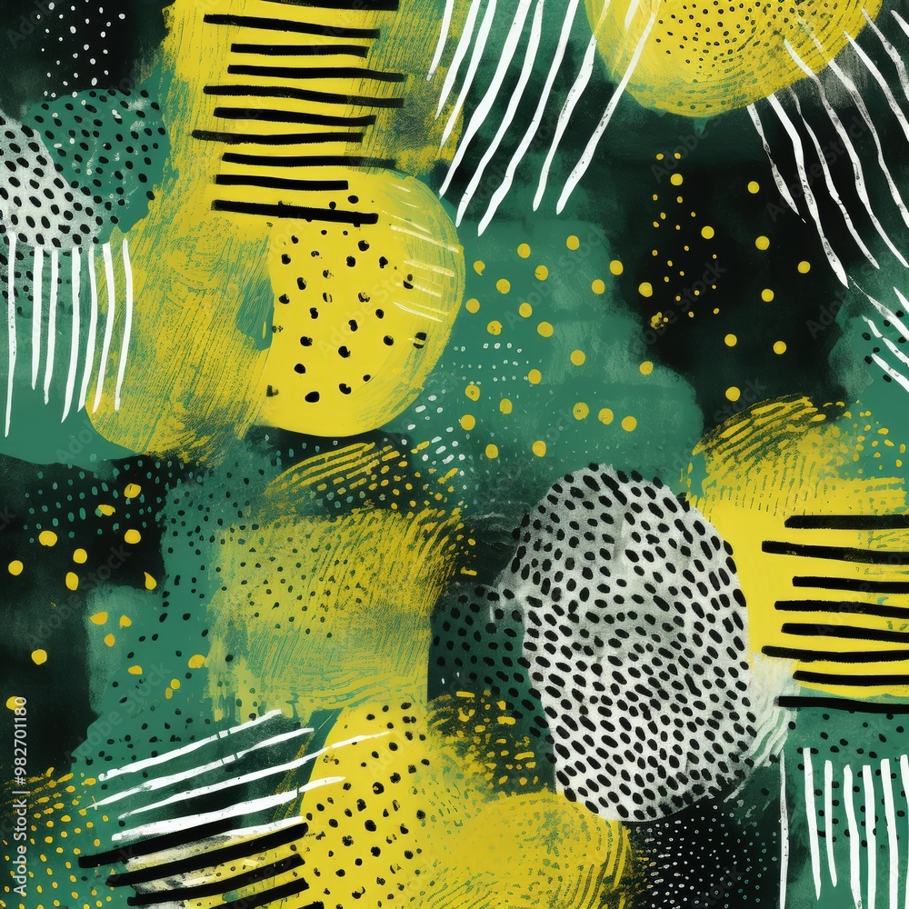 Sticker abstract art with green and yellow