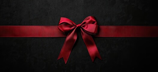 Elegant Red Ribbon Bow on Black Background
