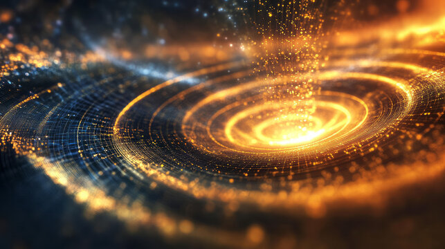 A close-up of a quantum wavefunction collapsing into a particle,