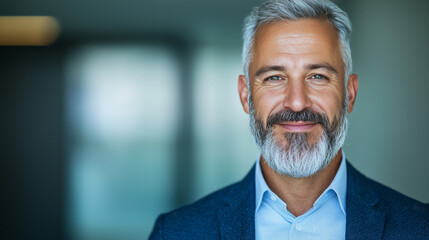 Fototapeta premium Smiling businessman with gray hair and beard.