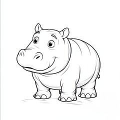 Obraz premium Cute Hippo Outline.