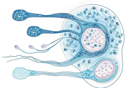  Detailed diagram of male spermatogenesis, highlighting the stages of sperm formation