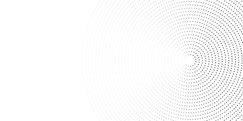 Black on white Abstract halftone circle background. futuristic technology banner design