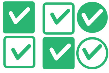 Check vector icon set. checkmark vector icon. accept, verify or done check mark sign. right checkbox button suitable for apps and websites UI designs.