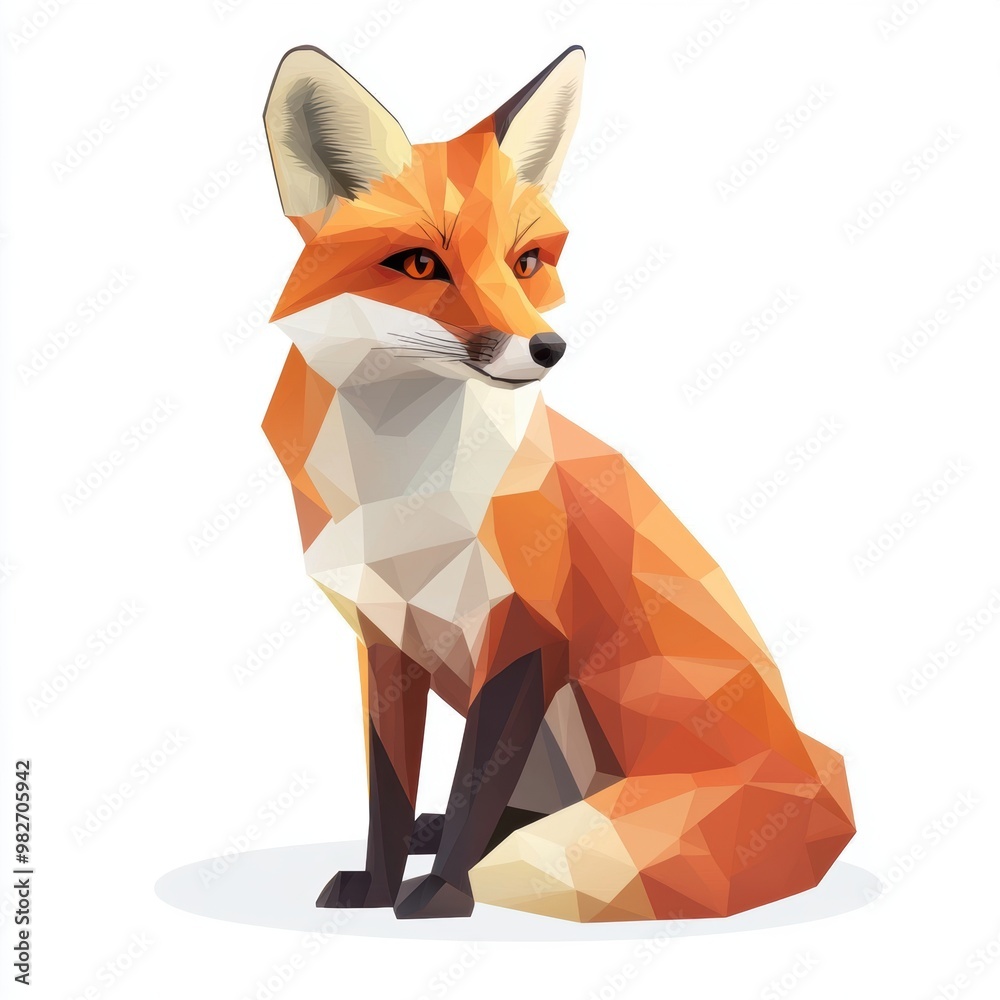 Wall mural fox polygonal art.