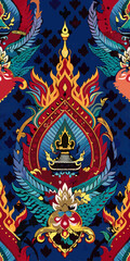 Naklejka premium Fabric pattern Thailand style