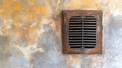 Dirty air vent in the wall with dust in the house