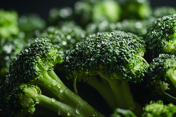 close up of broccolli with water droplet