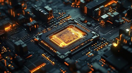 Fototapeta premium secure computer circuit with a lock representing the importance of cybersecurity and protection in a digital network system