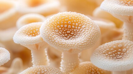 Fototapeta premium natural wallpaper design featuring a beautiful macro sajor-caju mushroom plant pattern offering an artistic and abstract background